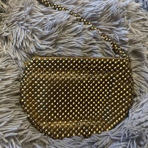 Vintage Whiting & Davis co gold clutch purse